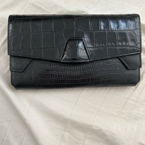 Alexander Wang croc embossed leather clutch black